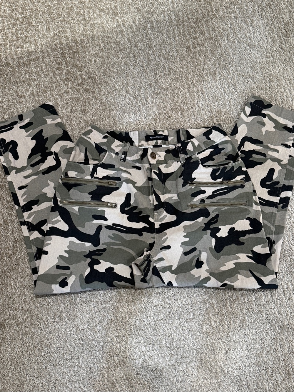 Ashley Stewart Olive, Black & White Camo Cargo Pants